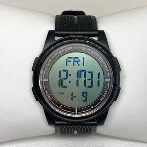 AW02 men’s digital watch multifunction 45mm round case black tone quartz running